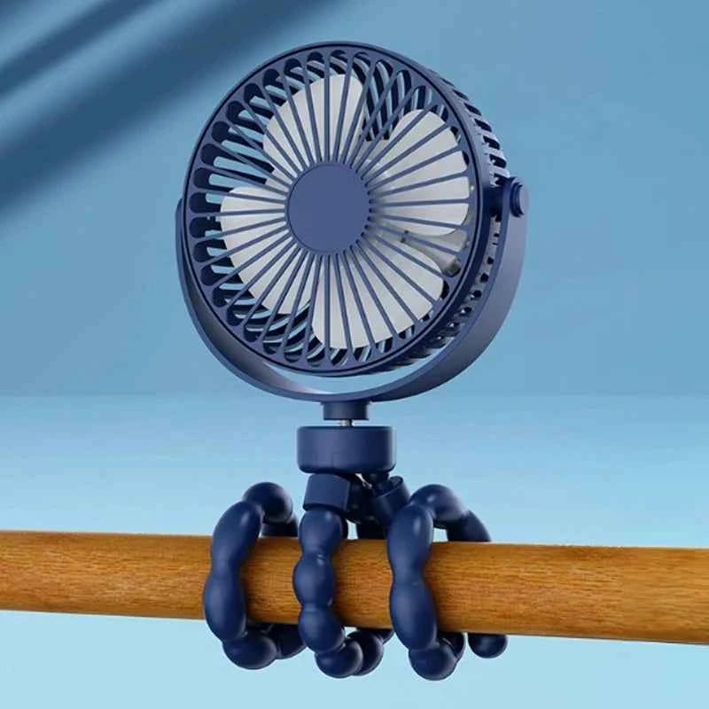 Portable Oscillating Pram Fan Mini Handheld Personal Car Seat Baby Fan with Flexible Tripod Clip-on USB Battery Operated