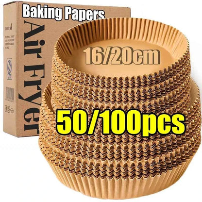 Round Air Fryer Paper Disposable Non-Stick Airfryer Baking Papers Microwave Oven Pot Oil Absorbing Gasket Kitchen Accessories