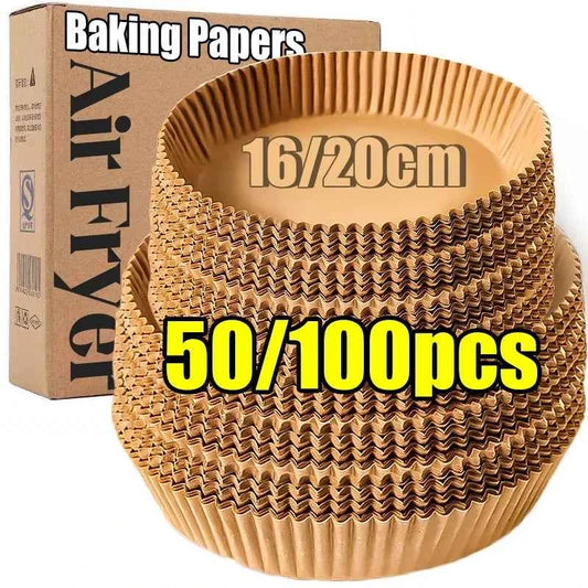 Round Air Fryer Paper Disposable Non-Stick Airfryer Baking Papers Microwave Oven Pot Oil Absorbing Gasket Kitchen Accessories