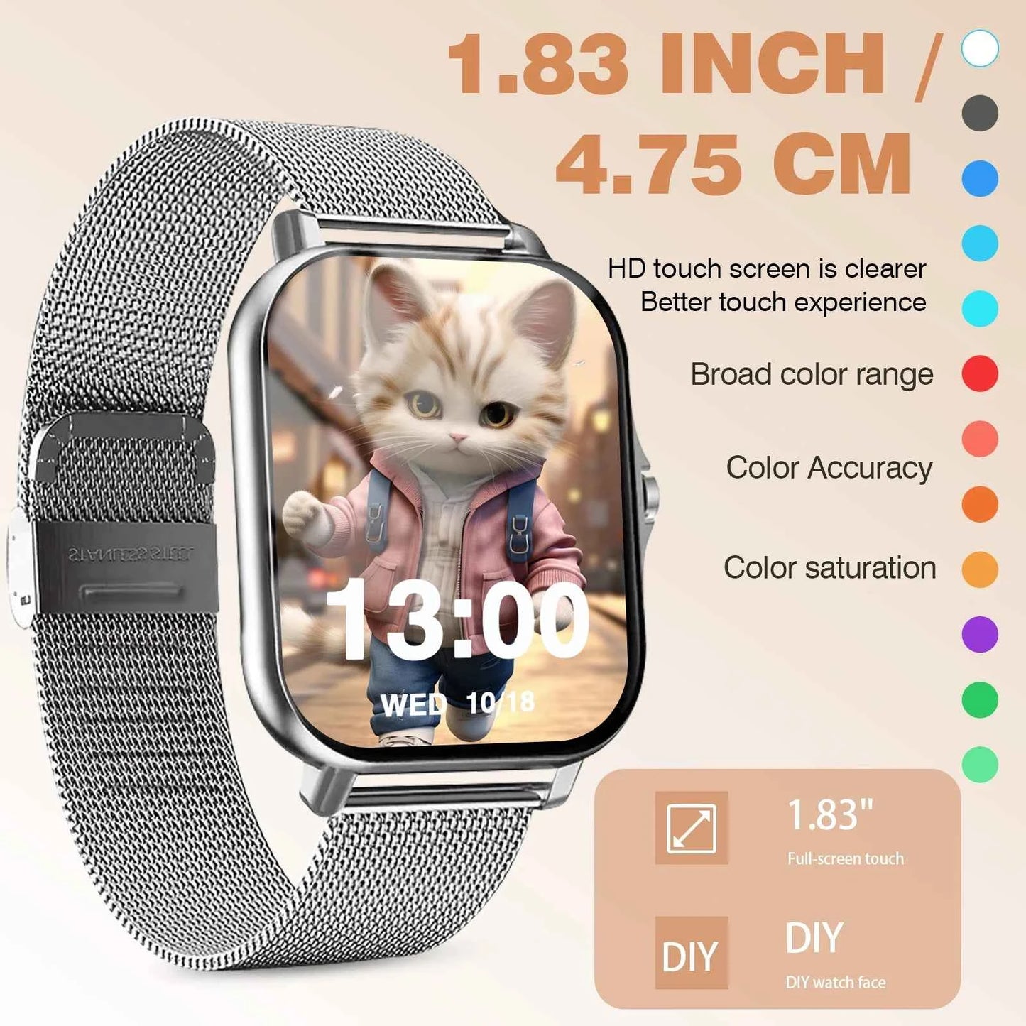Smart watch, message display, multi-sport mode, step counting/sports tracking, multi-function sports watch