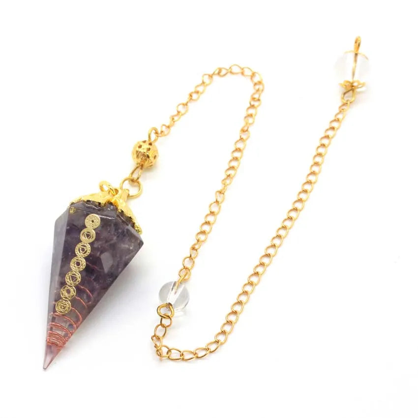 Natural 7 Chakra Healing Crystals Pendulum for Dowsing Divination Quartz Stone Pendulums Antique Reiki Pendant Pendulo Jewelry