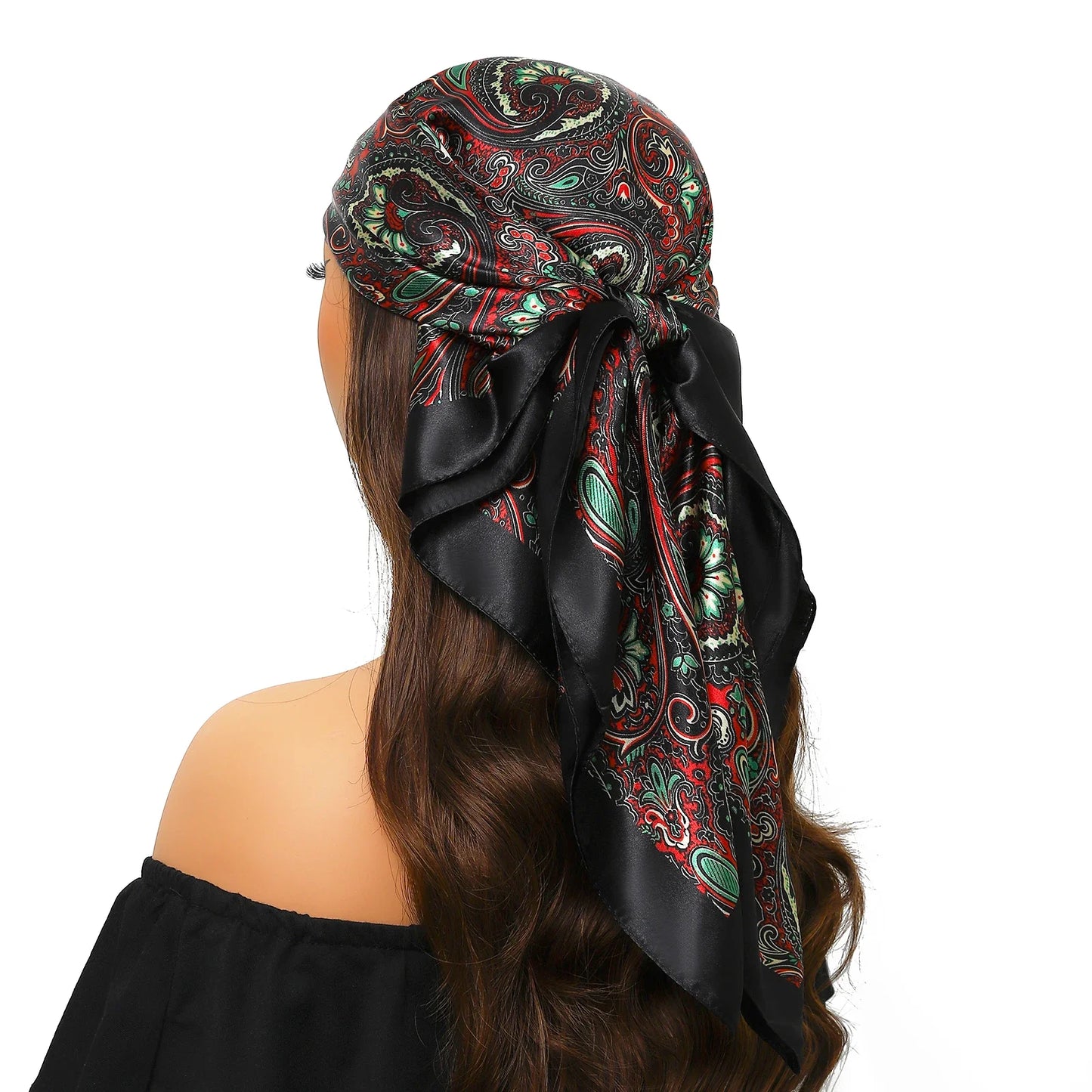Head Scarf Women Luxury Brand Square 90*90cm Silk Foulard Satin Bandana Cheveux Soft Neckerchief Hijab Hair Scarves For Ladies - AMULET RING STORE
