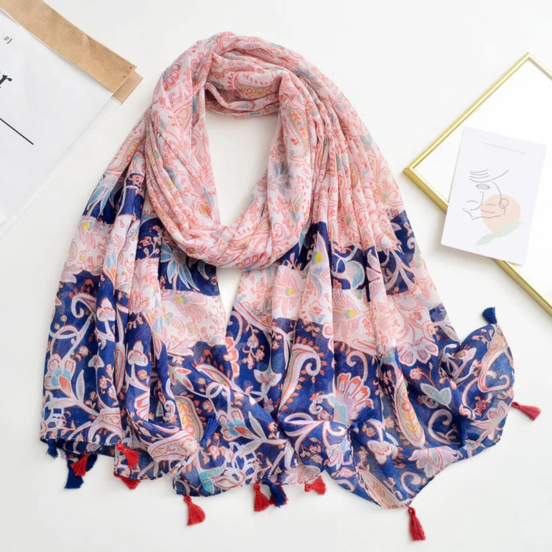 Luxury Brand Scarf For Woman Soft Cotton Shawl Wrap Tassel Viscose Muslim Woman Hijab Boho Beach Towel Female Bandana Headscarf - AMULET RING STORE