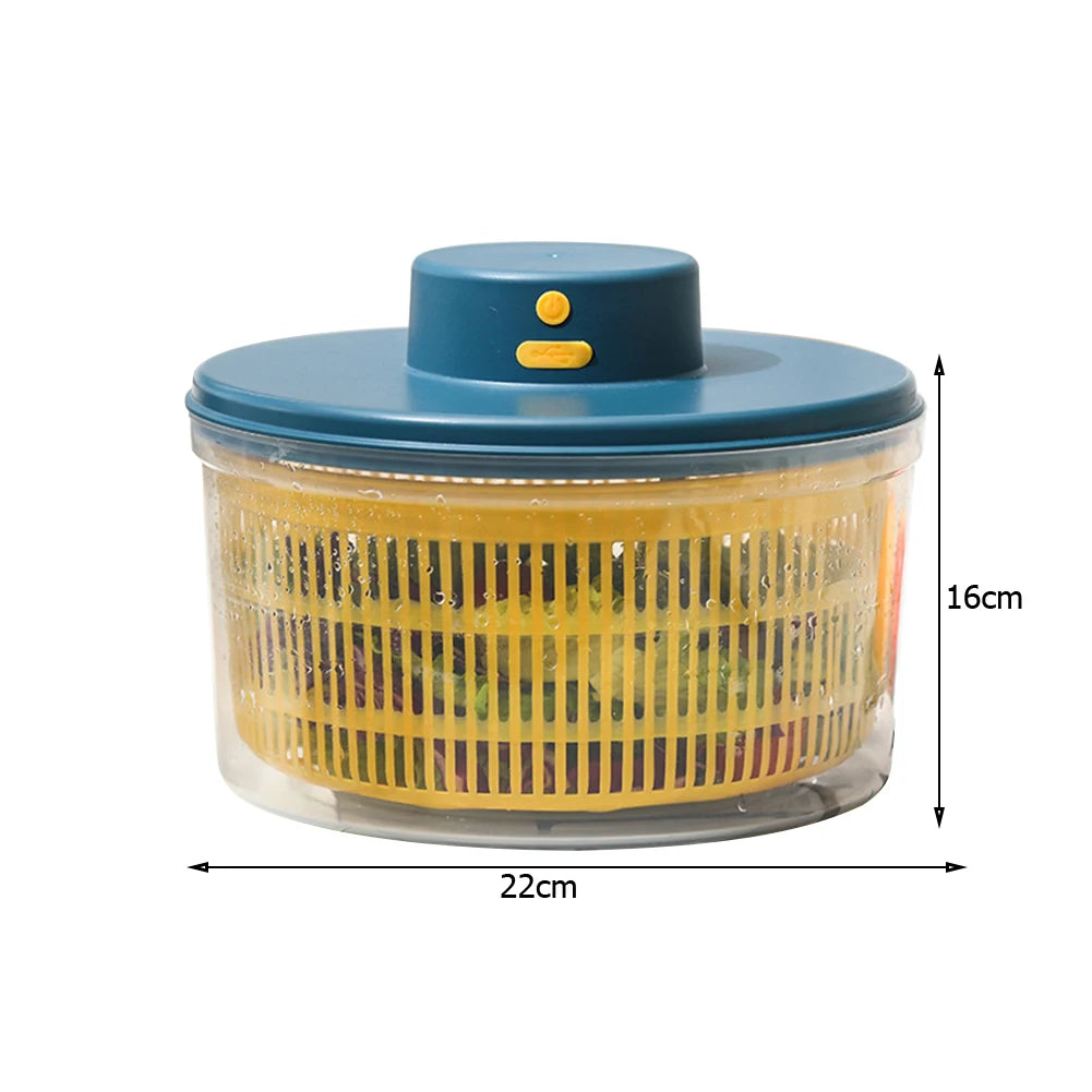 Electric Drain Basket Cleaning Dryer Fruit and Vegetable Dry and Wet Separation Draining Salad Spinner Home Gadget - AMULET RING STORE