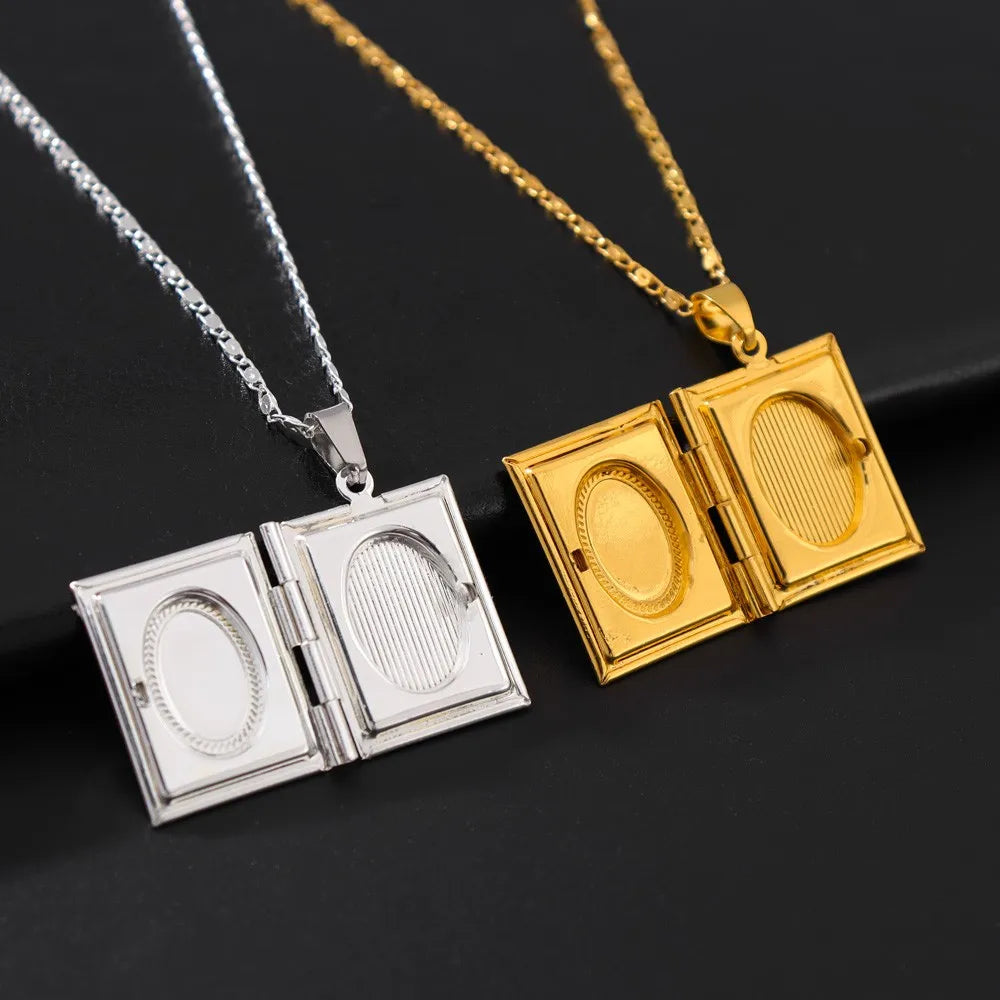 Piece of Islamic Allah Quran Photo Frame Men's and Women's Pendant Necklace