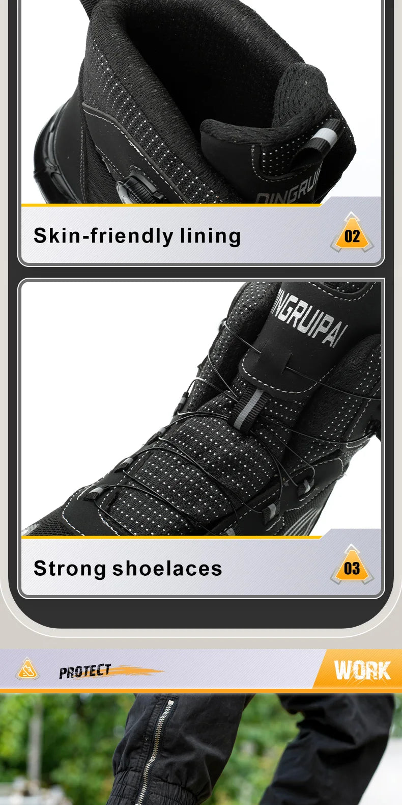 Men's high top lace-free comfortable soft sole anti-smash and puncture resistant work shoes - AMULET RING STORE