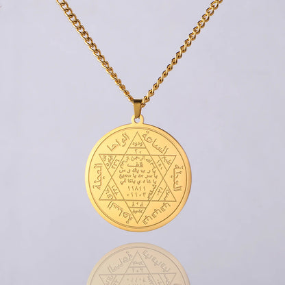 Three Hebrew letters are written on the necklace AMULET RING STORE