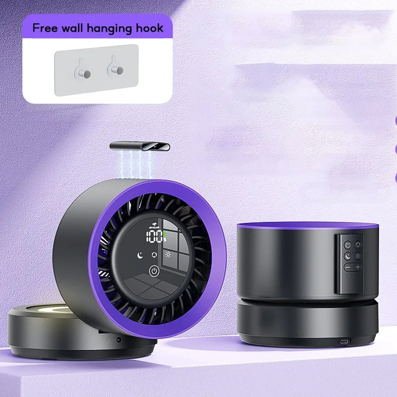 Eary Wall-mounted Fan Punch-free Foldable Fast Charging Desktop Fan With Night Light Magnetic Remote Control Air Conditioner Fan