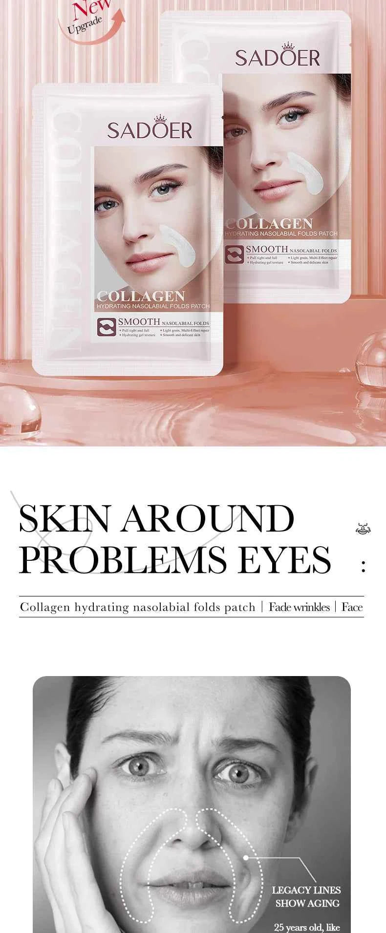 Collagen Firming Laugh Lines Patches Instant Wrinkle Remover Fade Fine Lines Facial Mask Anti-aging Brighten Repair Skin Care