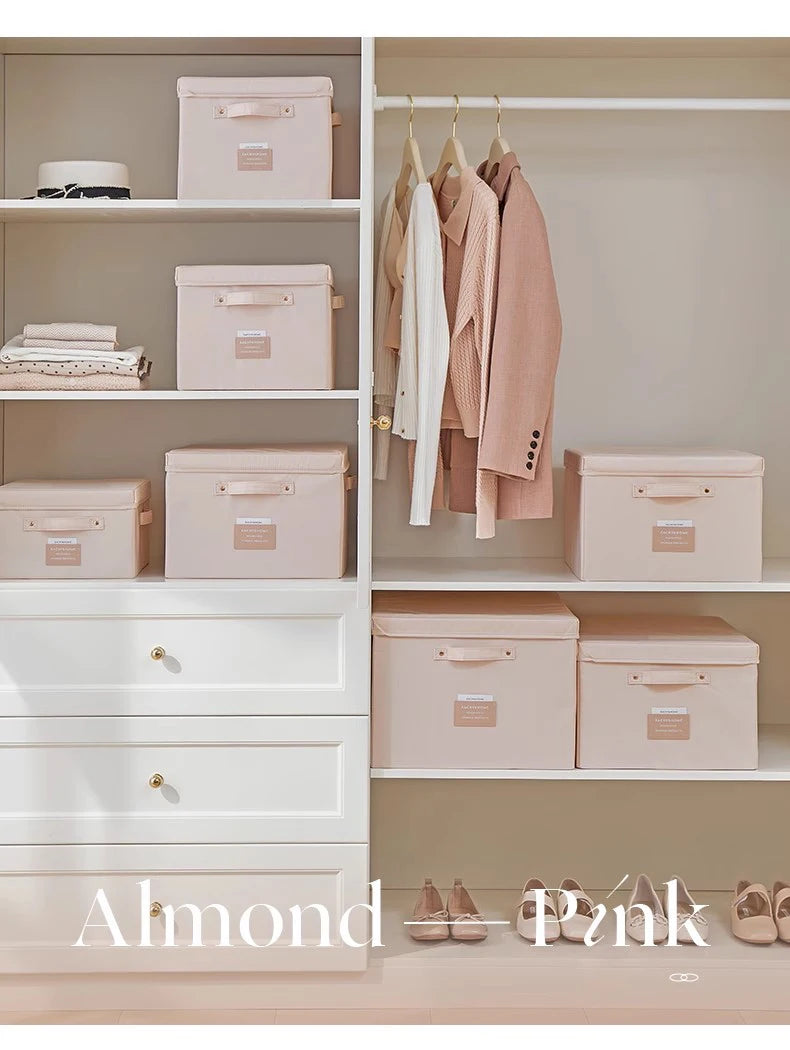 Fabric Foldable Storage Box With Lid Organizer For Clothes Large Capacity Quilt Blanket Toy Storage Closet Wardrobe Organizer - AMULET RING STORE