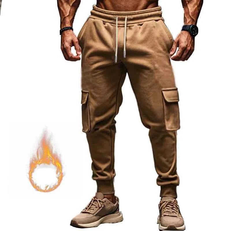 New autumn and winter velvet men's casual overalls multi-pocket pants large size sports casual trousers