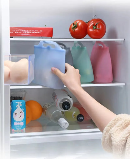 Silicone Zipper Bag,Reusable Multifunctional Fresh-keeping Storage Bag,Refrigerator Cooler Bags,Picnic Box(1000ml;1200ml) - AMULET RING STORE