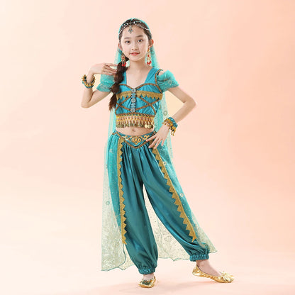 Children's Indian Princess Belly Dance Set Eastern Indian Dance Saree Girl
