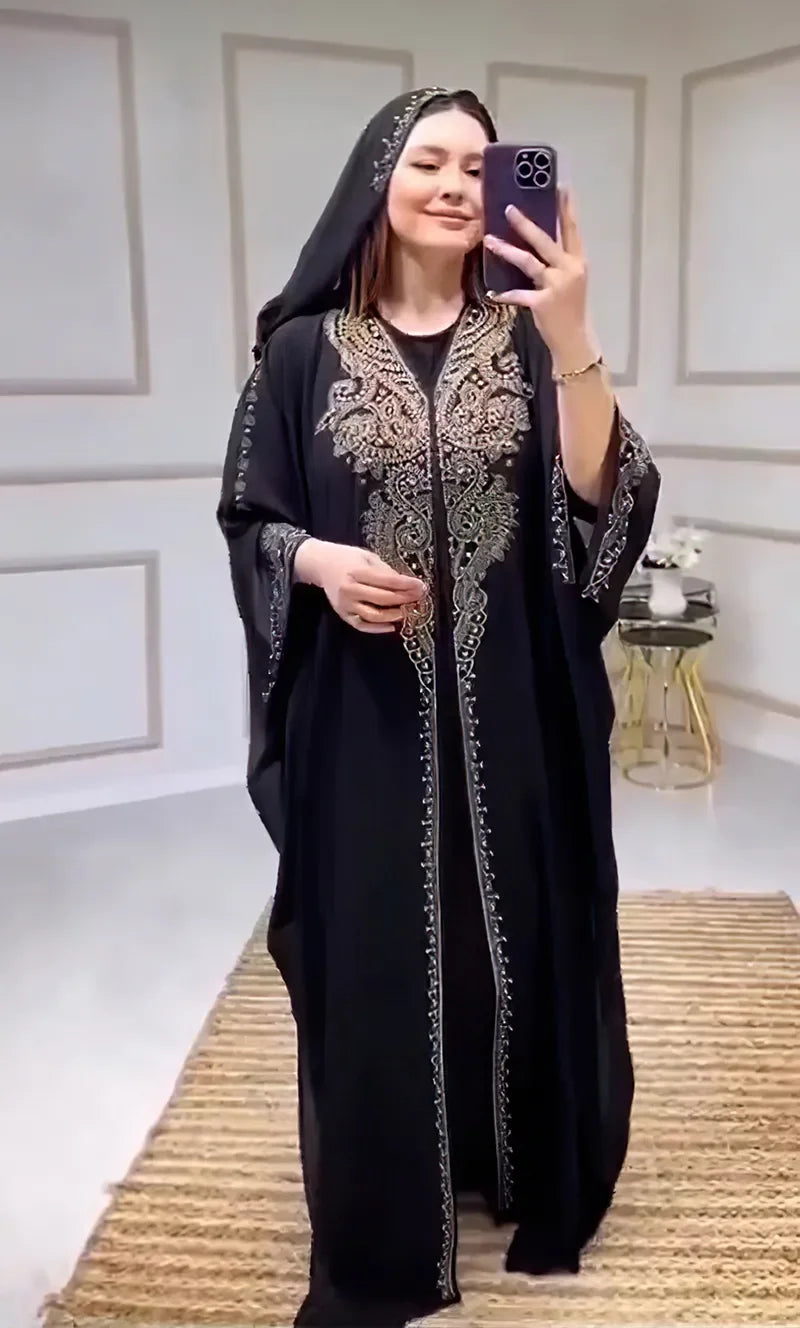 2025 Traditional Hooded Abaya African Dresses for Women Luxury Boubou Dress Africa Clothing Plus Size Dashiki Ankara Outfit Robe