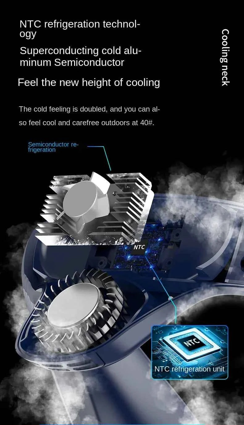 2024 New Neck Air Conditioner Portable Neck Fan Rechargeable Semiconductor Cooling Bladeless Fan Wearable Cooler multi purpose