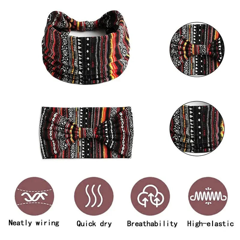 Bohemian Trendy Yoga Motion Hairpie Sweat-Absorbing Sweat Absorption And Elastic Cotton Head Ladies Headwear Hair Accessories - AMULET RING STORE