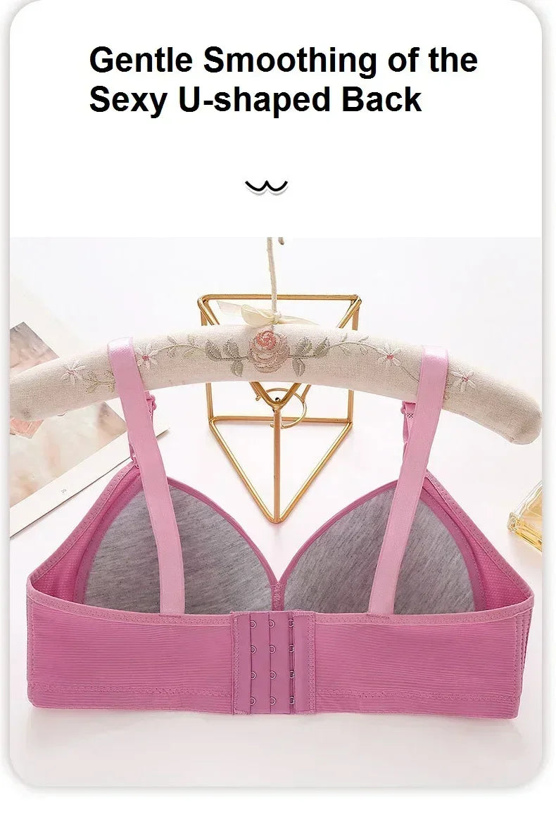 Gathered Side Collection Lifting Underwear Breasts Brassiere Large Size Bra Full Cup Underwear Brassiere No Steel Ring Bra - AMULET RING STORE