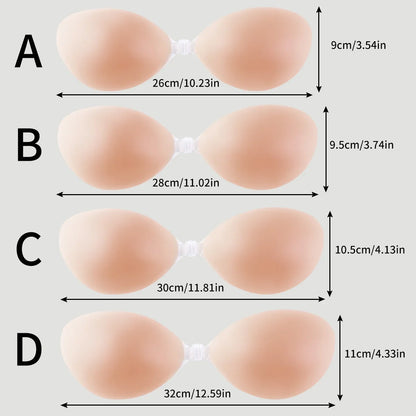 Reusable front button chest patches, silicone invisible strapless self-adhesive breast patches, women's underwear accessories - AMULET RING STORE