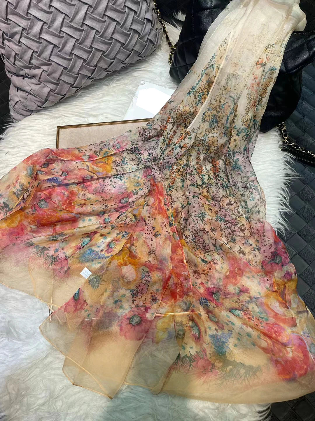 BYSIFA|New Black Pink Peony 100% Silk Shawl Scarf Women Chiffon Long Silk Scarves Cape Summer Foulard Winter Brand Scarves Wraps