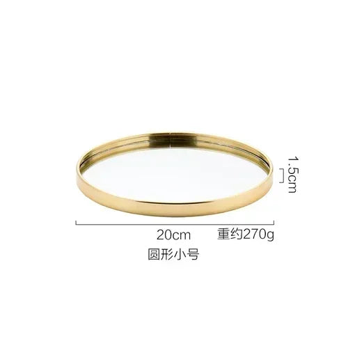 New Light Luxury Mirror StorageTray Home Decoration Desktop Storage Tray Multilateral Geometric Tray Living Room Accessories - AMULET RING STORE