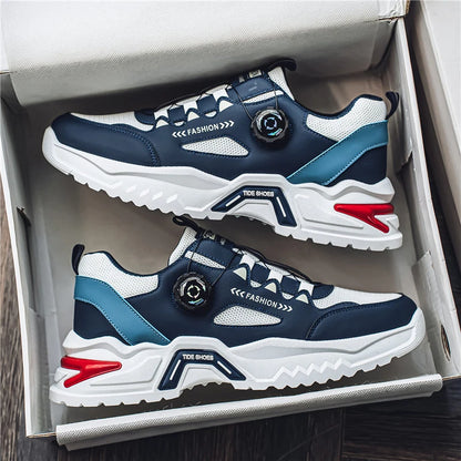 Men's Korean rotating buckle fashion casual sports shoes four season soft soled non slip outdoor running shoes student sneakers - AMULET RING STORE