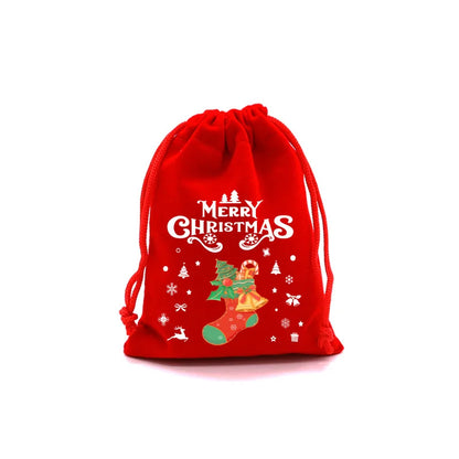 1PC Red Christmas Velvet Bags Drawstring Pouch Candy Gift Bag Bracelet Earrings Necklaces Jewelry Packaging Storage Bags - AMULET RING STORE