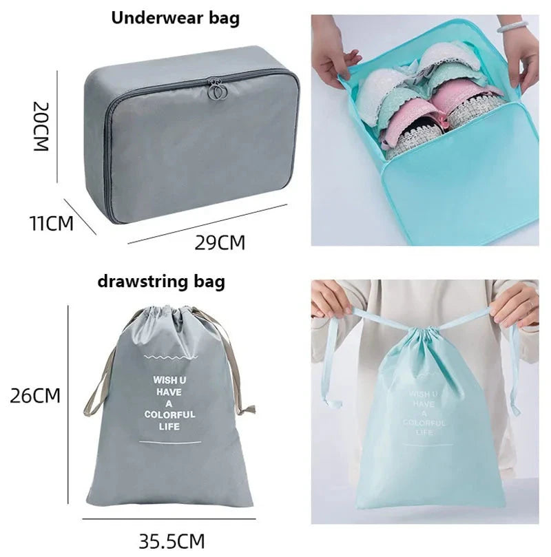 8/9/10/11 Pcs Set Travel Organizer Storage Bags Suitcase Packing Cubes Set Cases Portable Luggage Clothe Shoe Tidy Pouch Folding - AMULET RING STORE