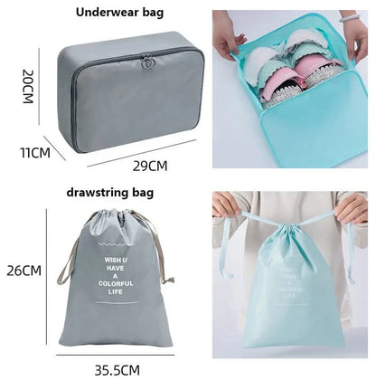 8/9/10/11 Pcs Set Travel Organizer Storage Bags Suitcase Packing Cubes Set Cases Portable Luggage Clothe Shoe Tidy Pouch Folding - AMULET RING STORE