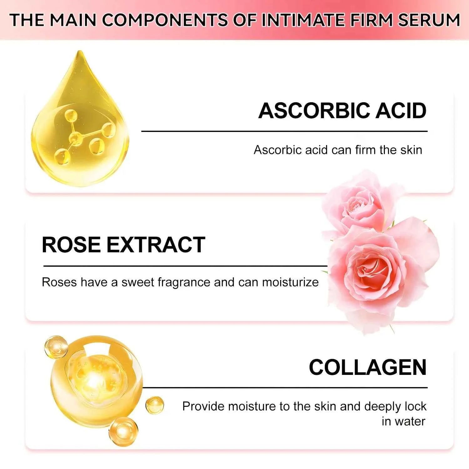 Intimate Firming Serum, Rich in Rose Extracts, Collagen and Glycerin, Rapidly Absorbs with Skin,Hypoallergenic for All Skin Type