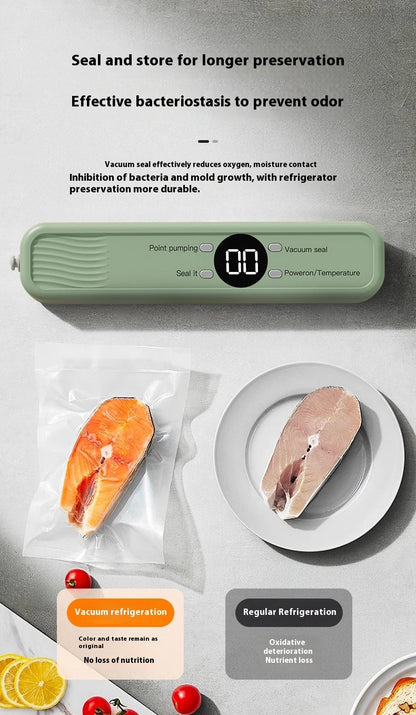 Wireless Vacuum Sealer Machine - 60KPA Powerful Suction, Portable Food Saver with 3 Temperature Levels,External Pumping Function - AMULET RING STORE