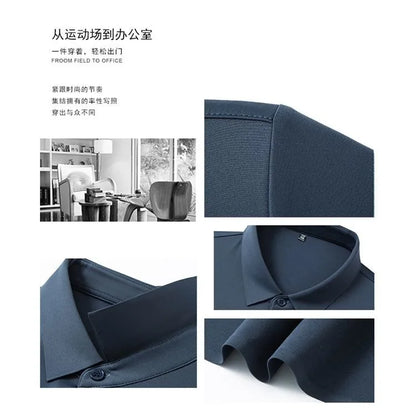 Mulberry Silk Business Dress Shirt - Men's Wrinkle Resistant