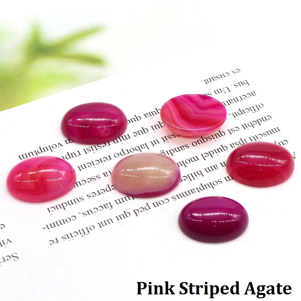 5pcs/Lot Natural Crystals Stone Oval Cabochon Beads Flat Back Cab Cameo DIY Ring Pendant Necklace Jewelry Making Accessories