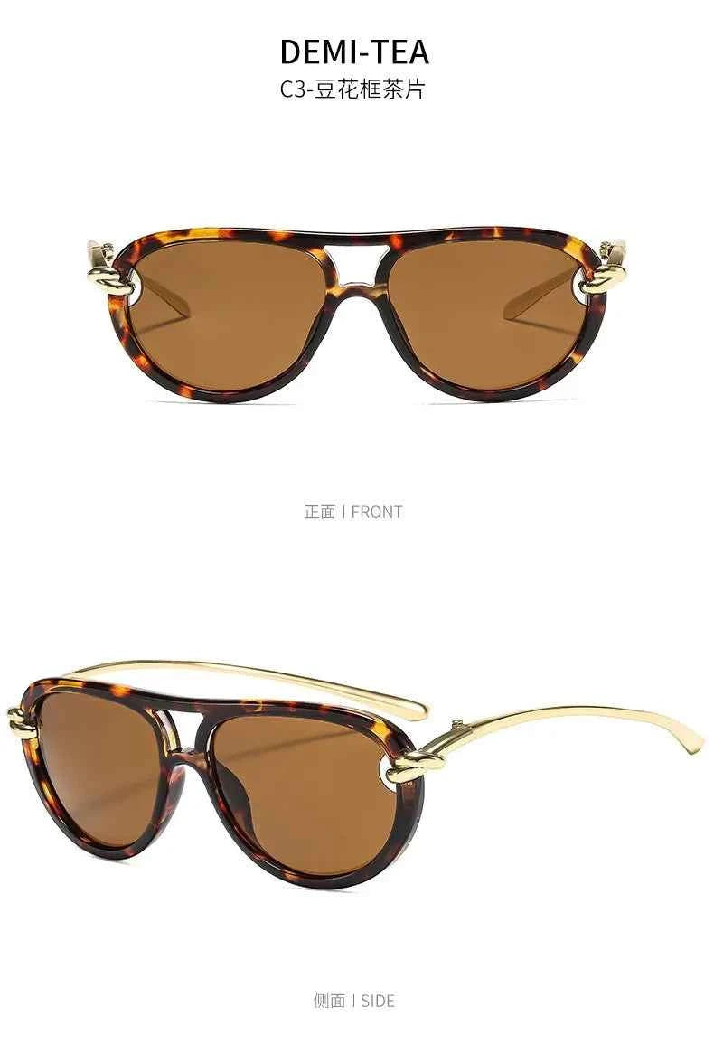New Fashionable Personalized Toad Sunglasses Knot Double Bridge Metal Anti UV Glasses Outdoor Trendy Street Photography