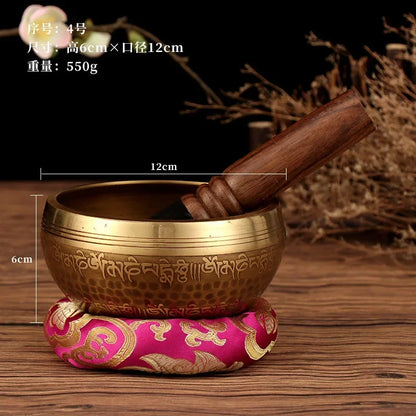 Tibetan Singing Bowl Buddhist Meditation Massage Yoga Chakra Nepal Singing Bowls Sound Healing Instruments with Accessories Gift - AMULET RING STORE