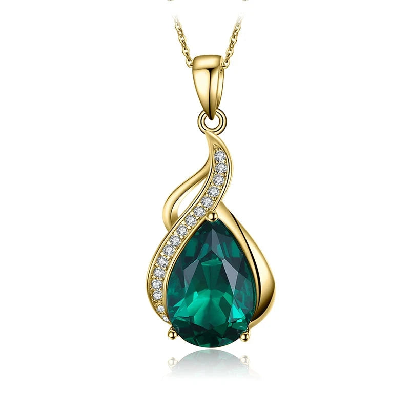 JewelryPalace 2.7ct Simulated Nano Emerald 925 Sterling Silver Pendant Necklace for Woman No Chain - AMULET RING STORE