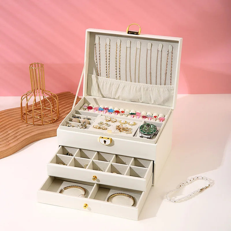 Three-layer Jewelry Storage Box for High-end Exquisite Necklaces, Earrings,Gold Jewelry and Hand Accessories with Large Capacity - AMULET RING STORE