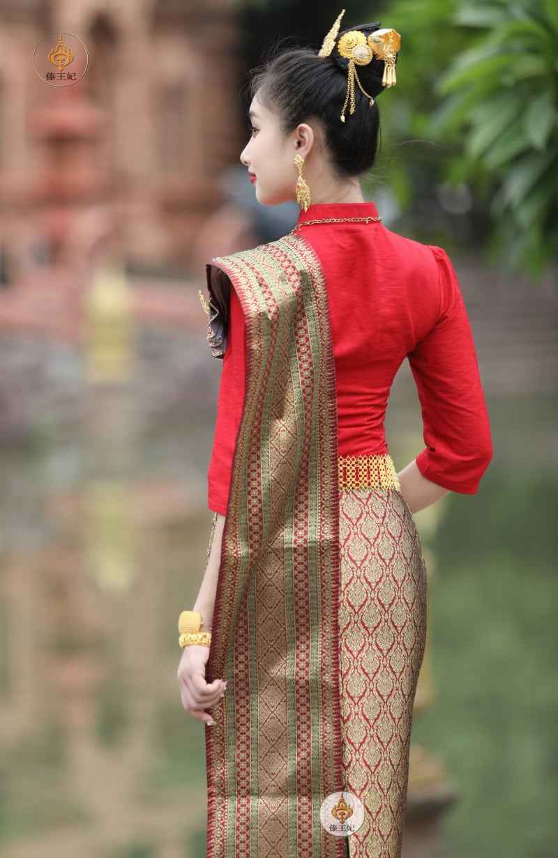 Thailand Outfit for Women Thai Traditional Clothing Tops Blouse Tube Skirt Southeast Asian Clothes Dai Dress Wedding Dress