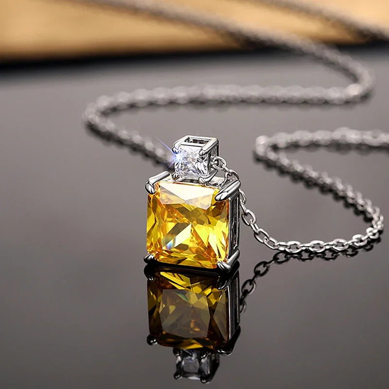 CAOSHI Sweet Romantic Pink Cubic Zirconia Pendant Necklace for Girl Anniversary Gift Delicate Wedding Jewelry Neck Accessories - AMULET RING STORE