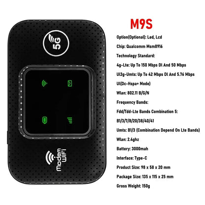 4G/5G Mobile WIFI Router 150Mbps 4G LTE Wireless Router With Sim Card Slot Portable Pocket MiFi Modem Car Mobile Wifi Hotspot - AMULET RING STORE