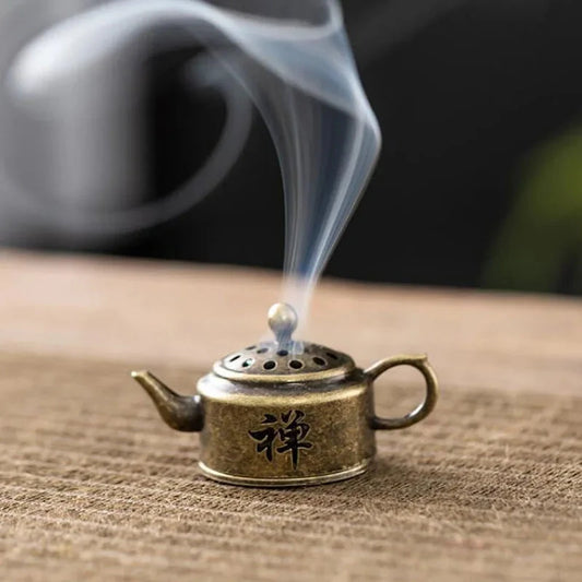Mini Chan Zinc Alloy Metal Smoking Backflow Tea Pot Censer Chan Tea Pet Aroma Burner Incense Holder Tea Ceremony Home Decor - AMULET RING STORE