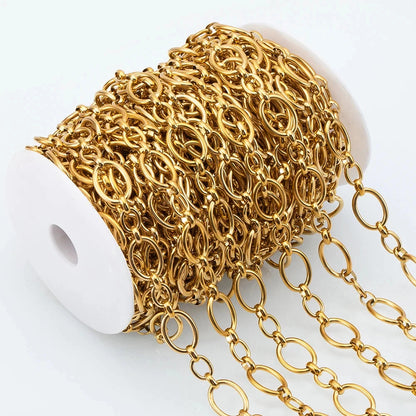 No Fade 1Meter Stainless Steel Gold Plated Embossed Link Chains DIY Women Men Necklaces Bracelets Jewelry Making Bags Chain Bulk - AMULET RING STORE