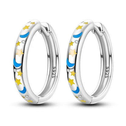 925 Sterling Silver Exquisite Blue star Earrings Jewelry Versatile Hoop Earrings For Women Jewelry Birthday Party Gifts - AMULET RING STORE