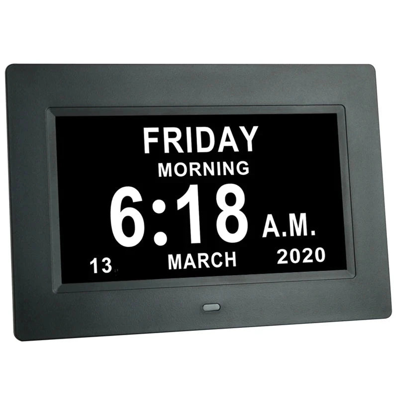 12 Alarms Digital LED Calendar Clock with Multi-Languages to display. Medicine Time Reminder for Elder.Home Desk Wall Decoration