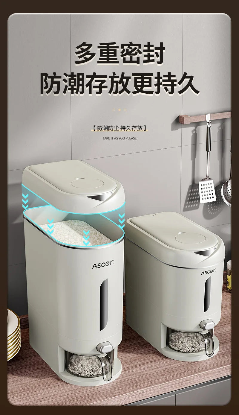 Mii Bucket Home 2025 New Model Sealed Rice Container Rice Box Anti-Pest and Anti-Damp Kitchen Storage Container High-End