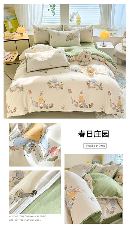 Cute Dog Printed Duvet Covet Set Brown Color Comforter Cover with Pillowcase for Kids Single/Queen/King housse de couette Full - AMULET RING STORE