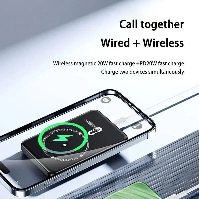 Oneplus 50000mAh Magnetic Power Bank Wireless Portable Charger Large Capacity Fast Charge Backup Battery For IPhone Samsung New - AMULET RING STORE