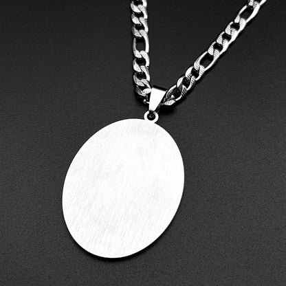 Muslim Islamic Quran Allah Stainless Steel Oval Medal Pendant Necklace for Men Women Gold Color Arabic Letter Punk Chain Jewelry