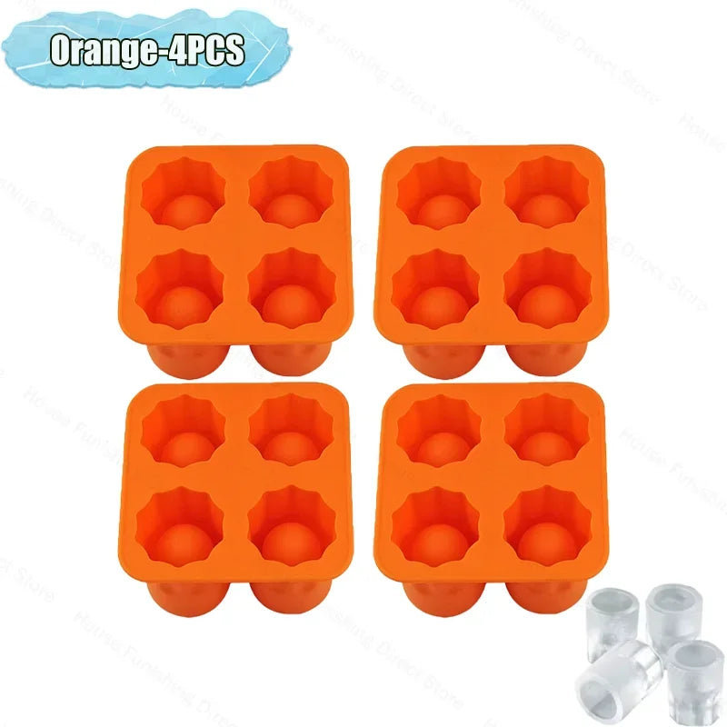 4Cup Shape Silicone Ice Cube Mold Tray for Summer Bar Party DIY Cold Drinks Kitchen Essential Ice Cup Maker Compartment Mold - AMULET RING STORE