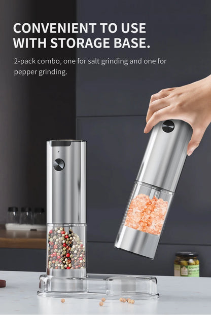 Electric Salt And Pepper Grinder With Adjustable Coarseness Refillable Mills Battery Powered Pepper Grinder Kitchen Gadget Tool - AMULET RING STORE