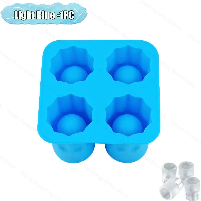 4Cup Shape Silicone Ice Cube Mold Tray for Summer Bar Party DIY Cold Drinks Kitchen Essential Ice Cup Maker Compartment Mold - AMULET RING STORE